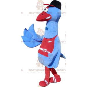 Modrý a červený obří mořský pták BIGGYMONKEY™ kostým maskota s