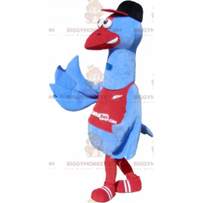 Blue and Red Giant Seabird BIGGYMONKEY™ Mascot Costume with Cap