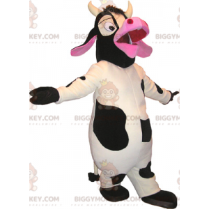 Fantasia de mascote de vaca branca preta e rosa BIGGYMONKEY™ –