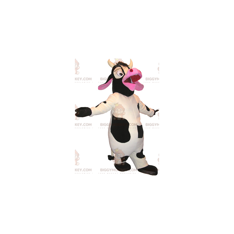 Kostium maskotka czarno-różowa krowa BIGGYMONKEY™ -