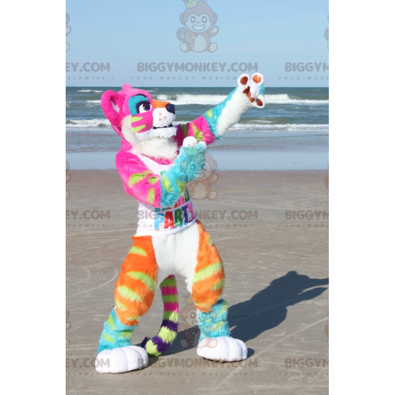 Κοστούμι μασκότ BIGGYMONKEY™, Full Pink Lioness Tigress -