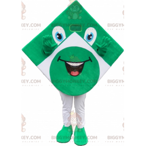 Traje de mascote BIGGYMONKEY™ quadrado verde e branco com