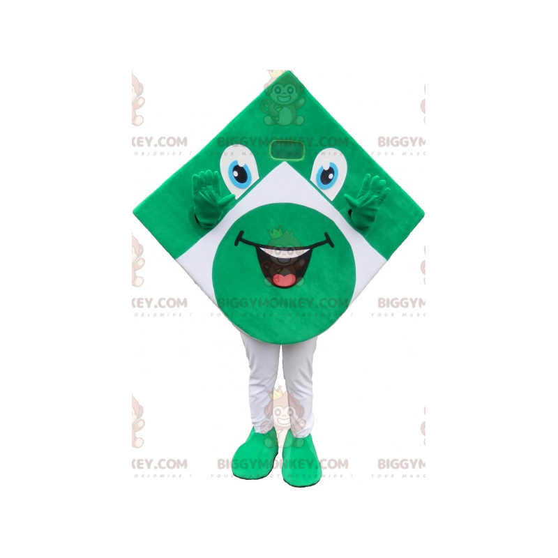 Traje de mascote BIGGYMONKEY™ quadrado verde e branco com