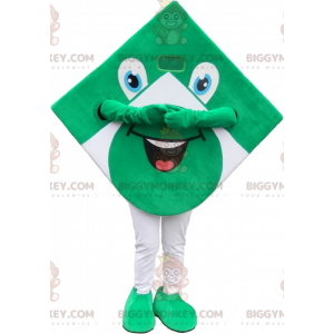 Traje de mascote BIGGYMONKEY™ quadrado verde e branco com