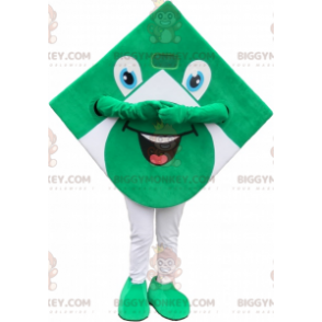 Traje de mascote BIGGYMONKEY™ quadrado verde e branco com