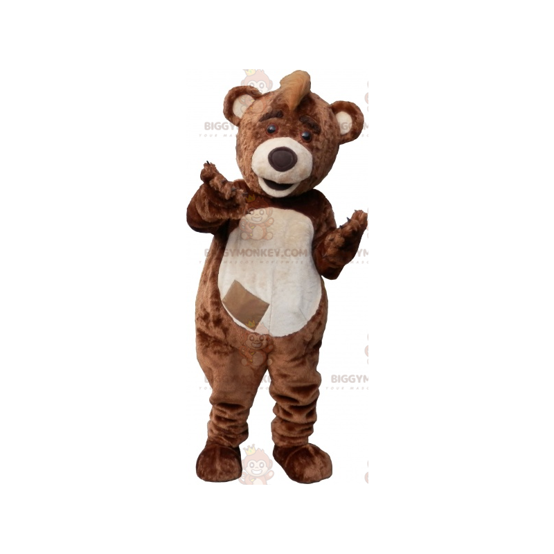 BIGGYMONKEY™ Big Brown og Tan Plys bjørnemaskotkostume -