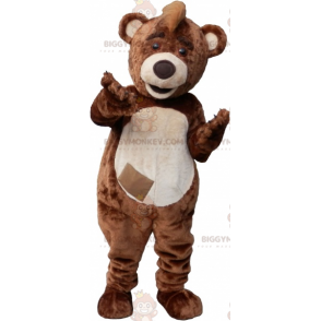 BIGGYMONKEY™ Big Brown og Tan Plys bjørnemaskotkostume -