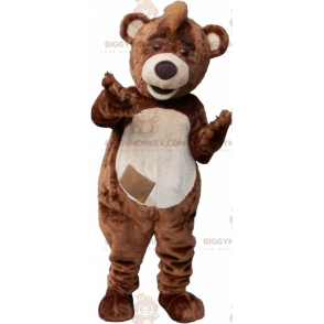 Στολή μασκότ BIGGYMONKEY™ Big Brown και Tan βελούδινη αρκούδα -