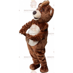 BIGGYMONKEY™ Big Brown og Tan Plys bjørnemaskotkostume -