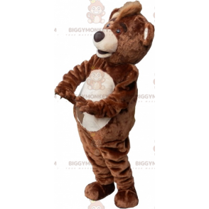 BIGGYMONKEY™ Traje de mascote de urso de pelúcia marrom grande
