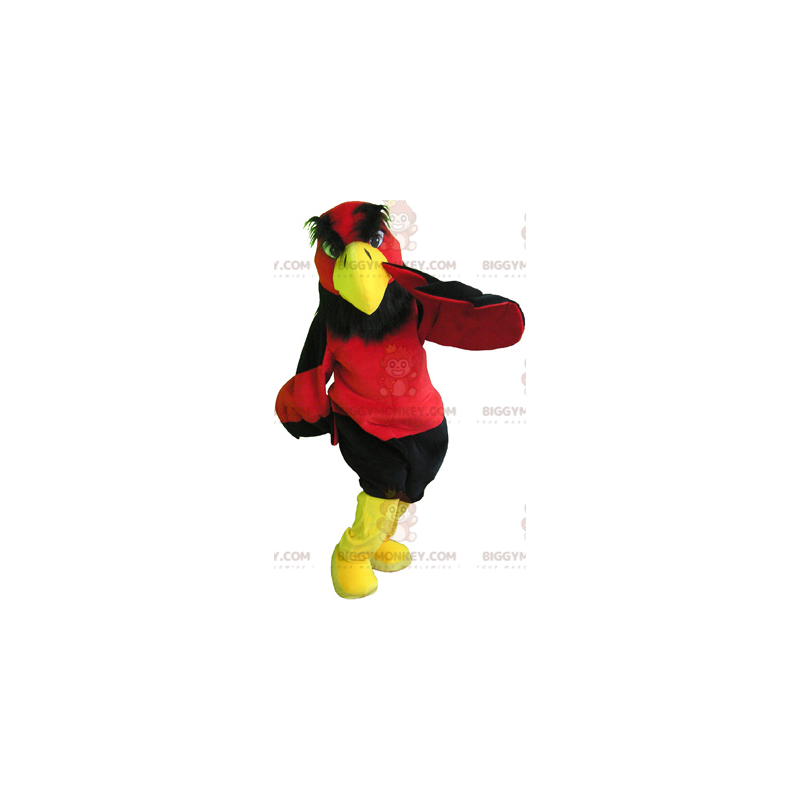 BIGGYMONKEY™ Mascot Costume Red and Yellow Vulture with Black