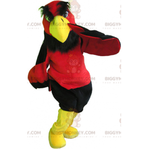 BIGGYMONKEY™ Costume da mascotte Avvoltoio rosso e giallo con