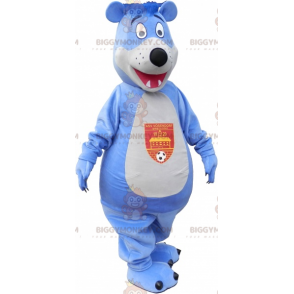 Traje de mascote BIGGYMONKEY™ Urso Azul e Branco Grande –