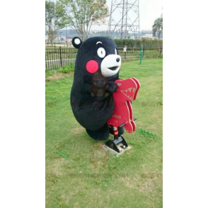 Costume de mascotte BIGGYMONKEY™ d'ours noir et blanc aux joues