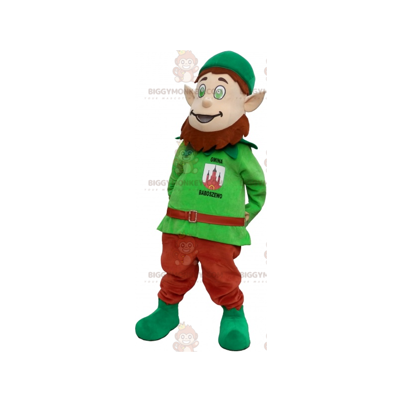 Leprechaun BIGGYMONKEY™ maskotkostume med spidse ører -