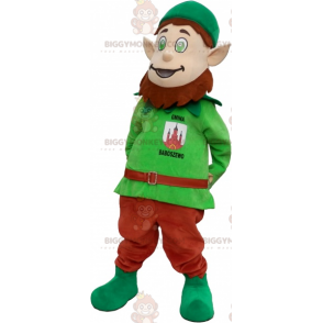 Leprechaun BIGGYMONKEY™ maskotkostume med spidse ører -