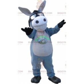 Traje de mascote BIGGYMONKEY™ de burro cinza e branco com um